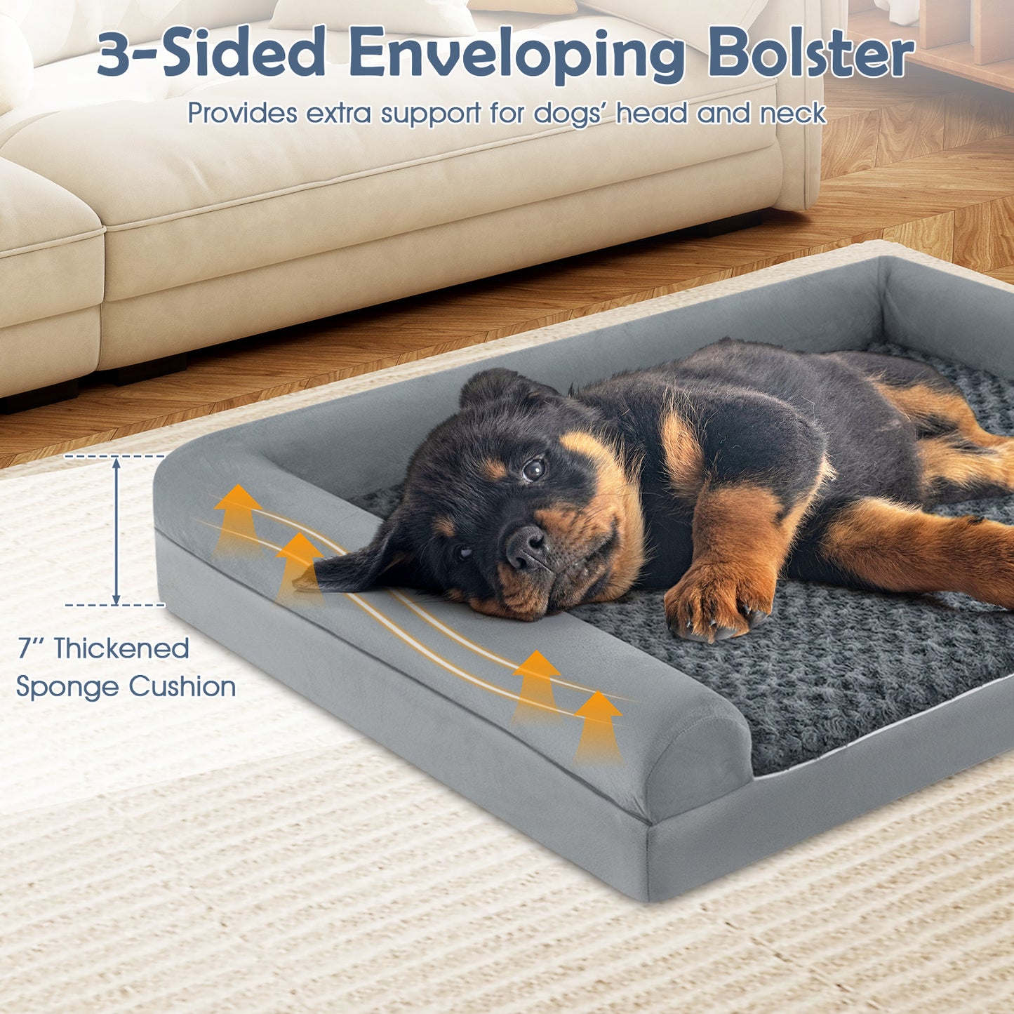 Orthopedic Foam Dog Bed Large Dog Sofa Couch with Removable Cover-L