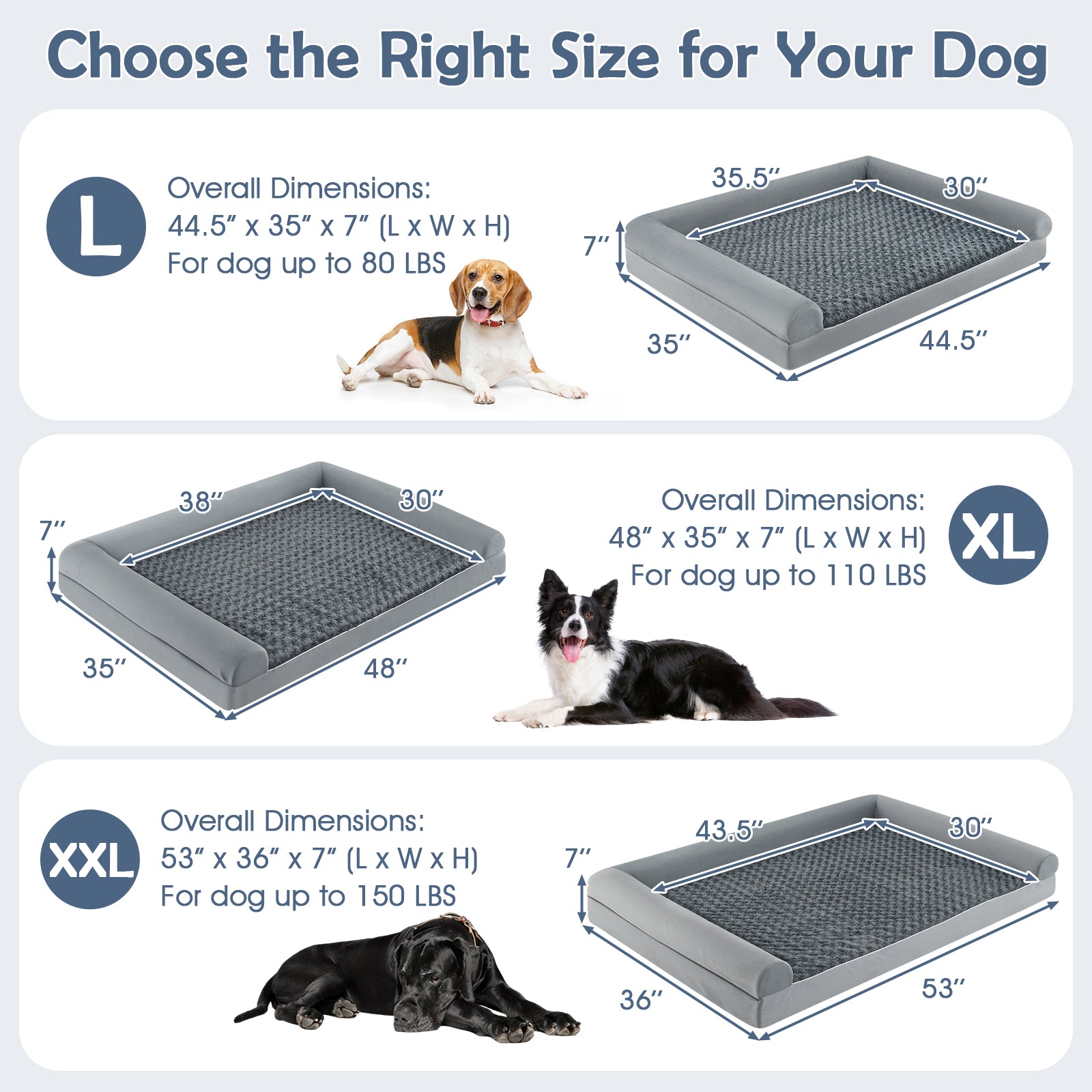 Orthopedic Foam Dog Bed Large Dog Sofa Couch with Removable Cover-L