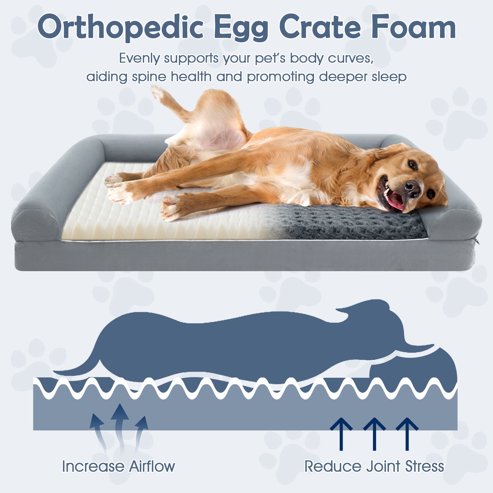 Orthopedic Foam Dog Bed Large Dog Sofa Couch with Removable Cover-XL