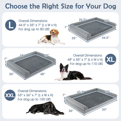 Orthopedic Foam Dog Bed Large Dog Sofa Couch with Removable Cover-XL