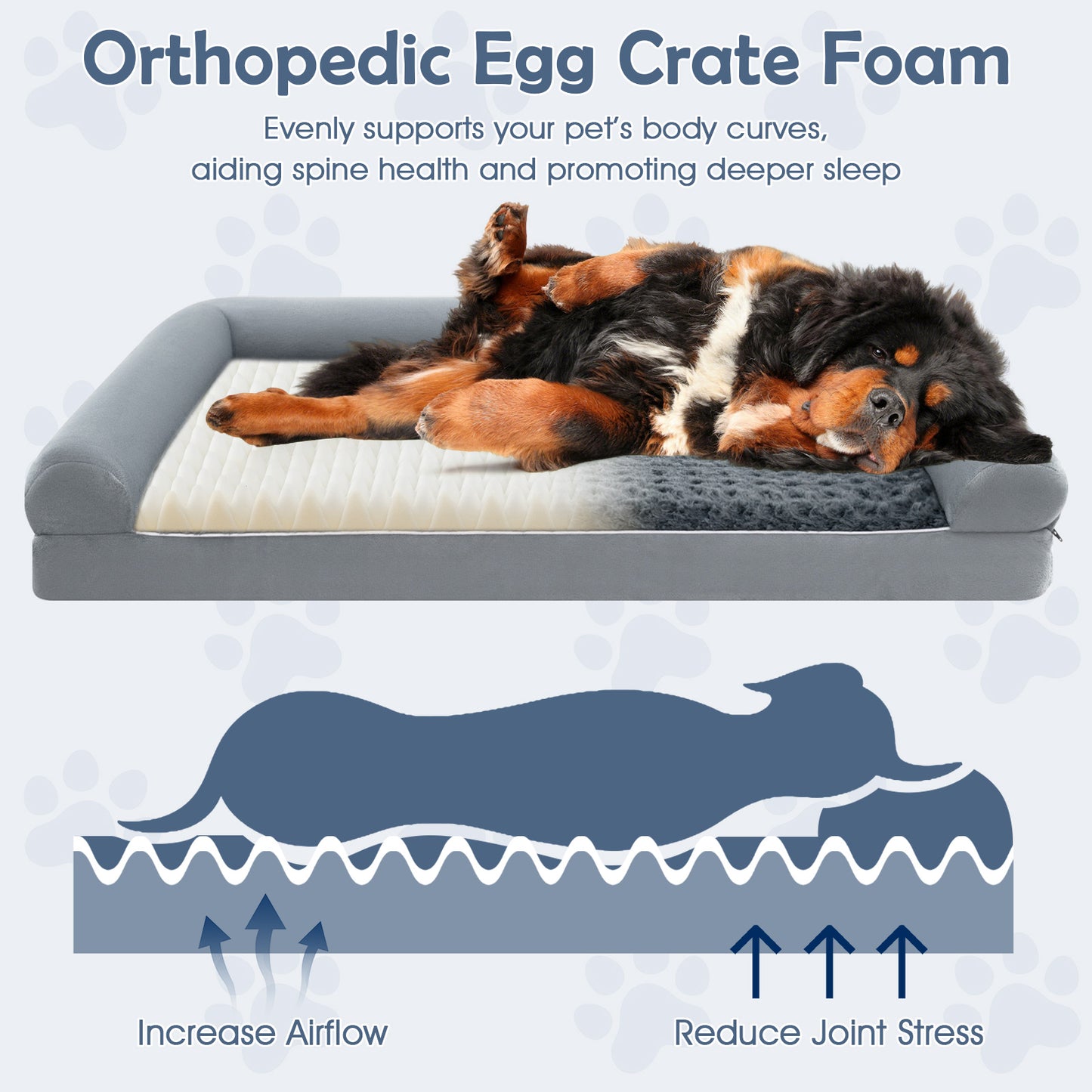 Orthopedic Foam Dog Bed Large Dog Sofa Couch with Removable Cover-XXL