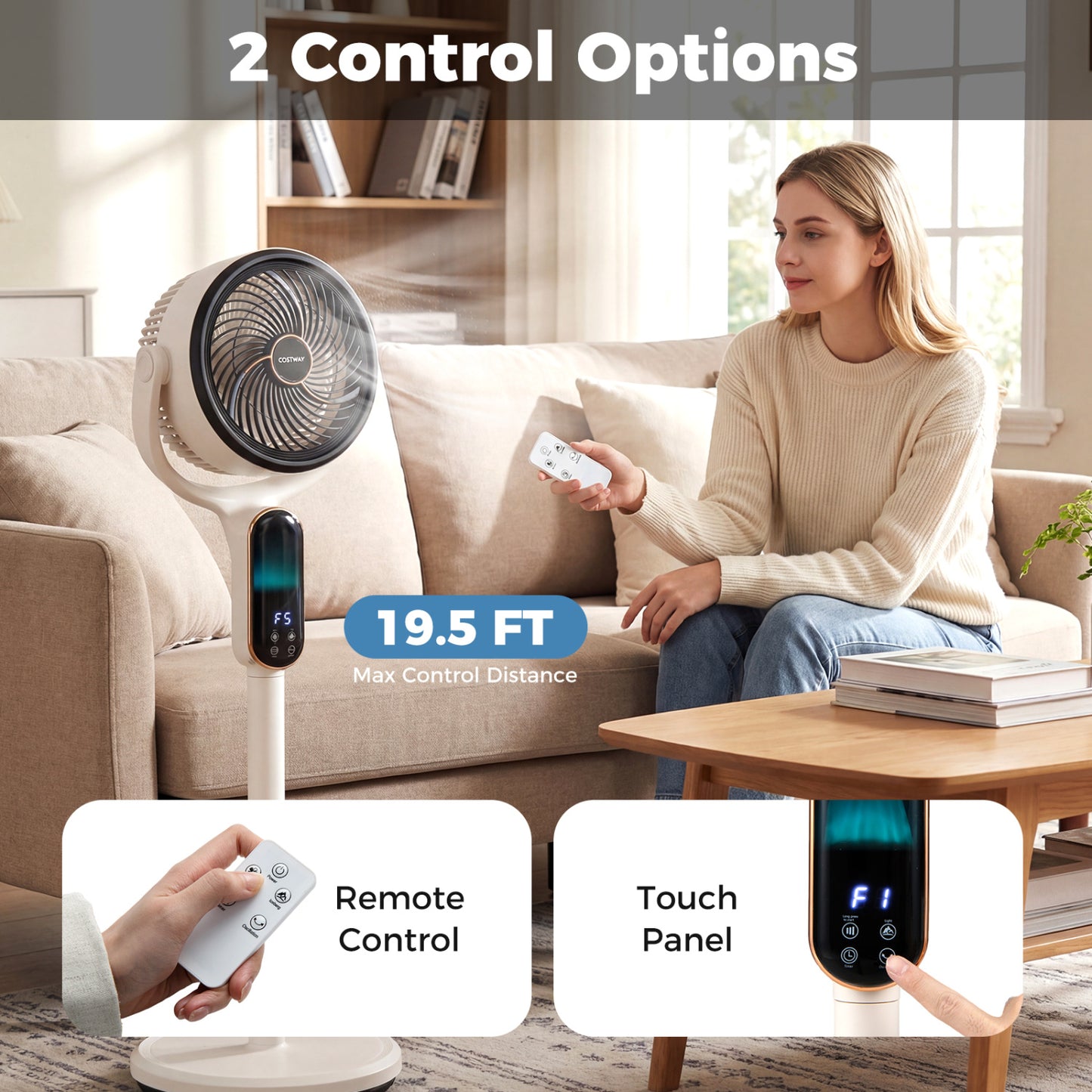 Oscillating Pedestal Fan with Remote and 8 Speeds