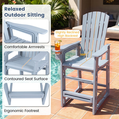 Outdoor Bar Stool 29" Height with Backrest and Armrests