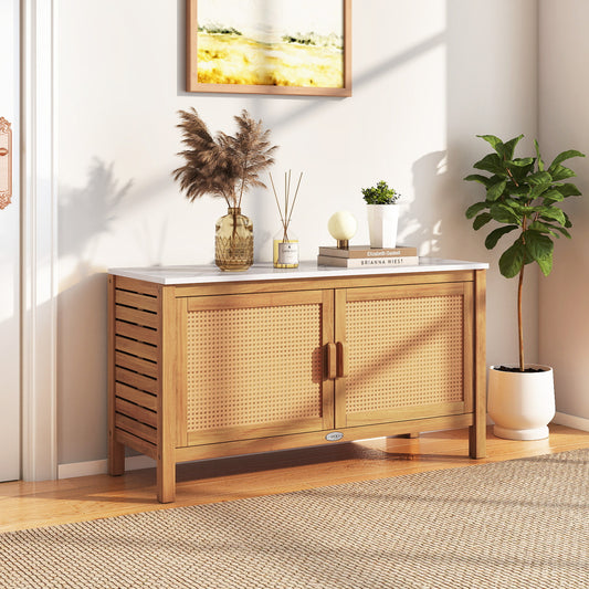 Outdoor Acacia Wood Storage Cabinet Outside Tool Cabinet with Fax Marble Top