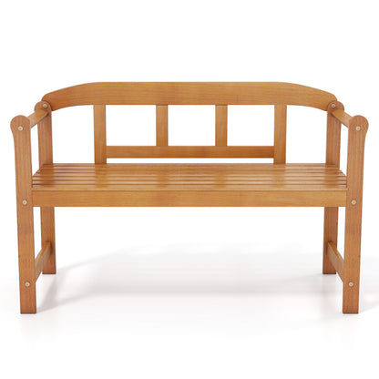 2-Seater Acacia Wood Garden Bench with Backrest & Armrests
