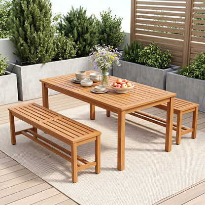 Acacia Wood Patio Bench for 2 with Slatted Seat