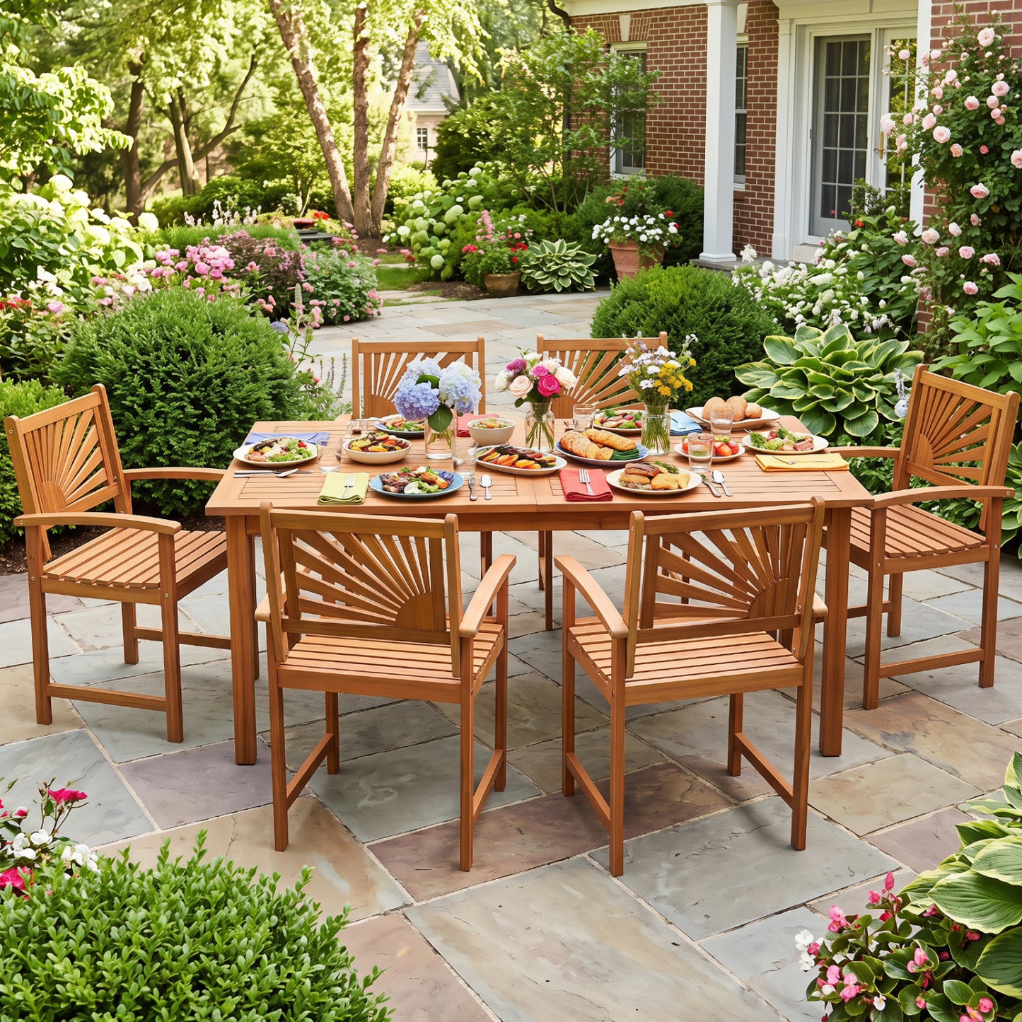 Acacia Wood Patio Dining Chairs - Set of 2
