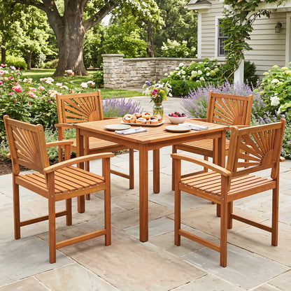 Acacia Wood Patio Dining Chairs - Set of 2