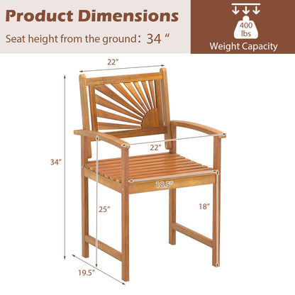 Acacia Wood Patio Dining Chairs - Set of 2