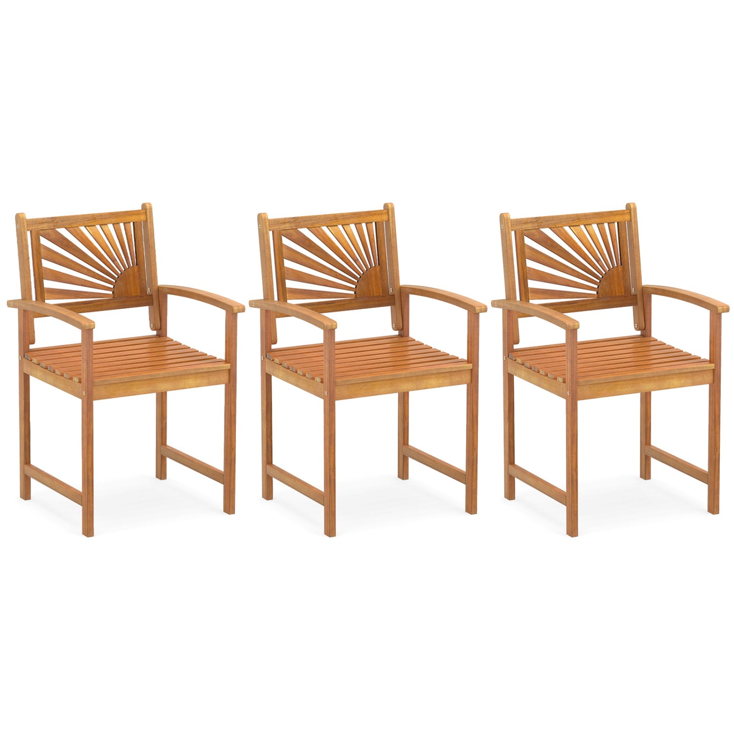 Acacia Wood Patio Dining Chairs - Set of 2