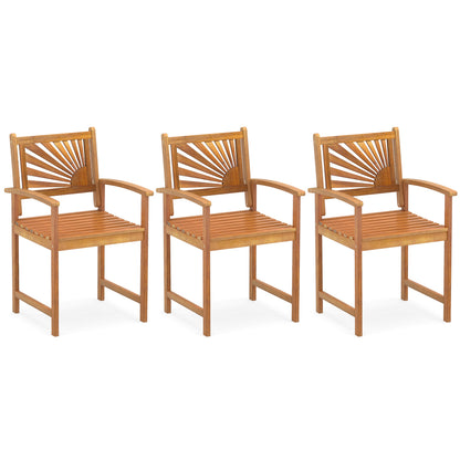 Acacia Wood Patio Dining Chairs - Set of 2