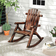 Outdoor Adirondack Rocking Chair for Adults Solid Wood Porch Rocker-Brown