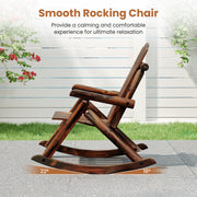 Outdoor Adirondack Rocking Chair for Adults Solid Wood Porch Rocker-Brown