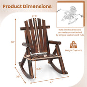 Outdoor Adirondack Rocking Chair for Adults Solid Wood Porch Rocker-Brown