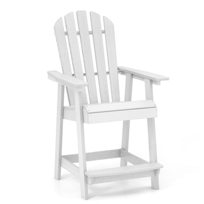 HDPE Patio Chair with Armrest and Footrest for Indoor Outdoor-Coffee - White