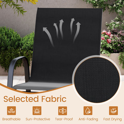 Outdoor Bar Stools Set of 2 29 Inch Fabric Bar Height Stools with Armrests-Black