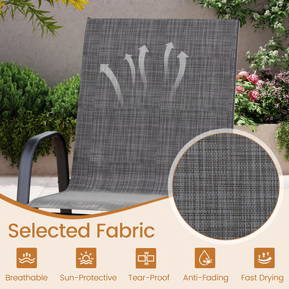 Outdoor Bar Stools Set of 2 29 Inch Fabric Bar Height Stools with Armrests-Grey