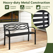 Garden Bench with Curved Armrests and Backrest-Black