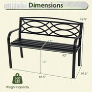 Garden Bench with Curved Armrests and Backrest-Black