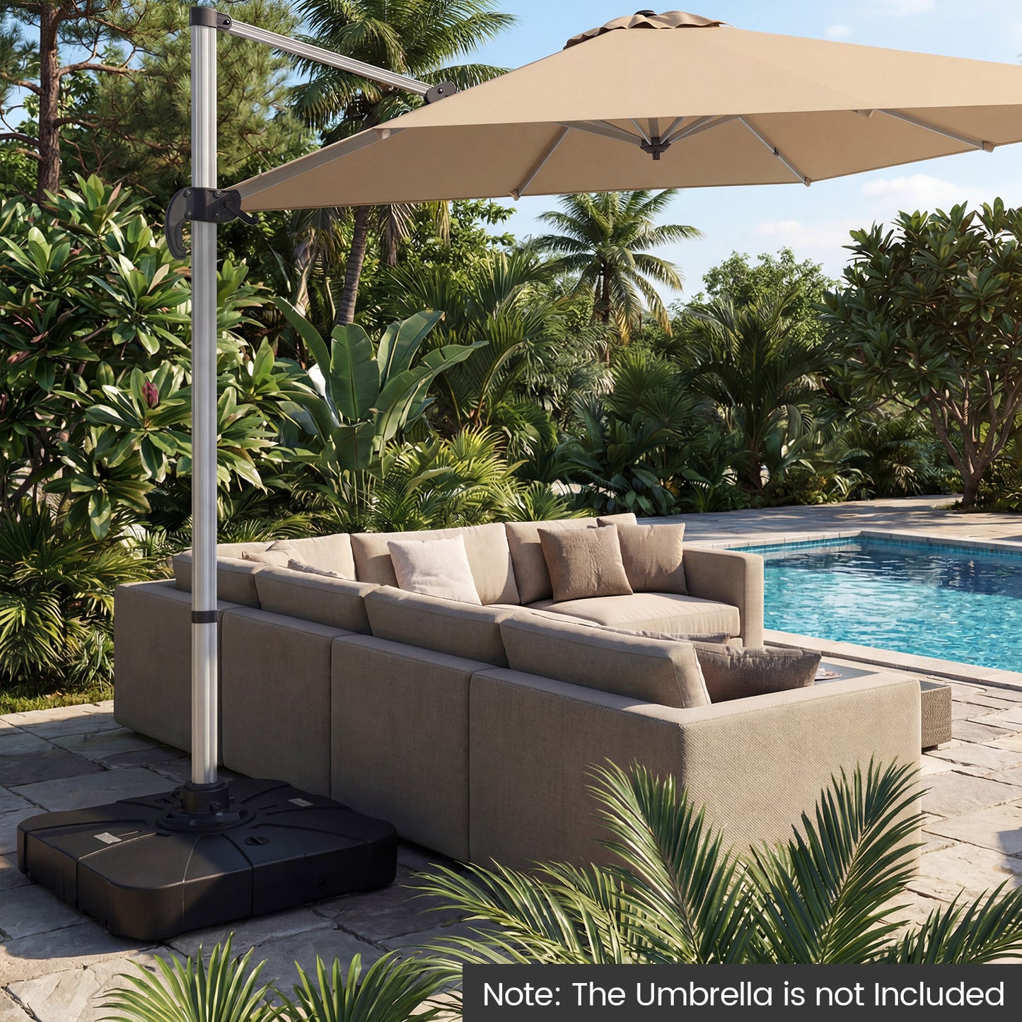 Outdoor Cantilever Umbrella Base Square Water and Sand Fillable Base-34 Inches