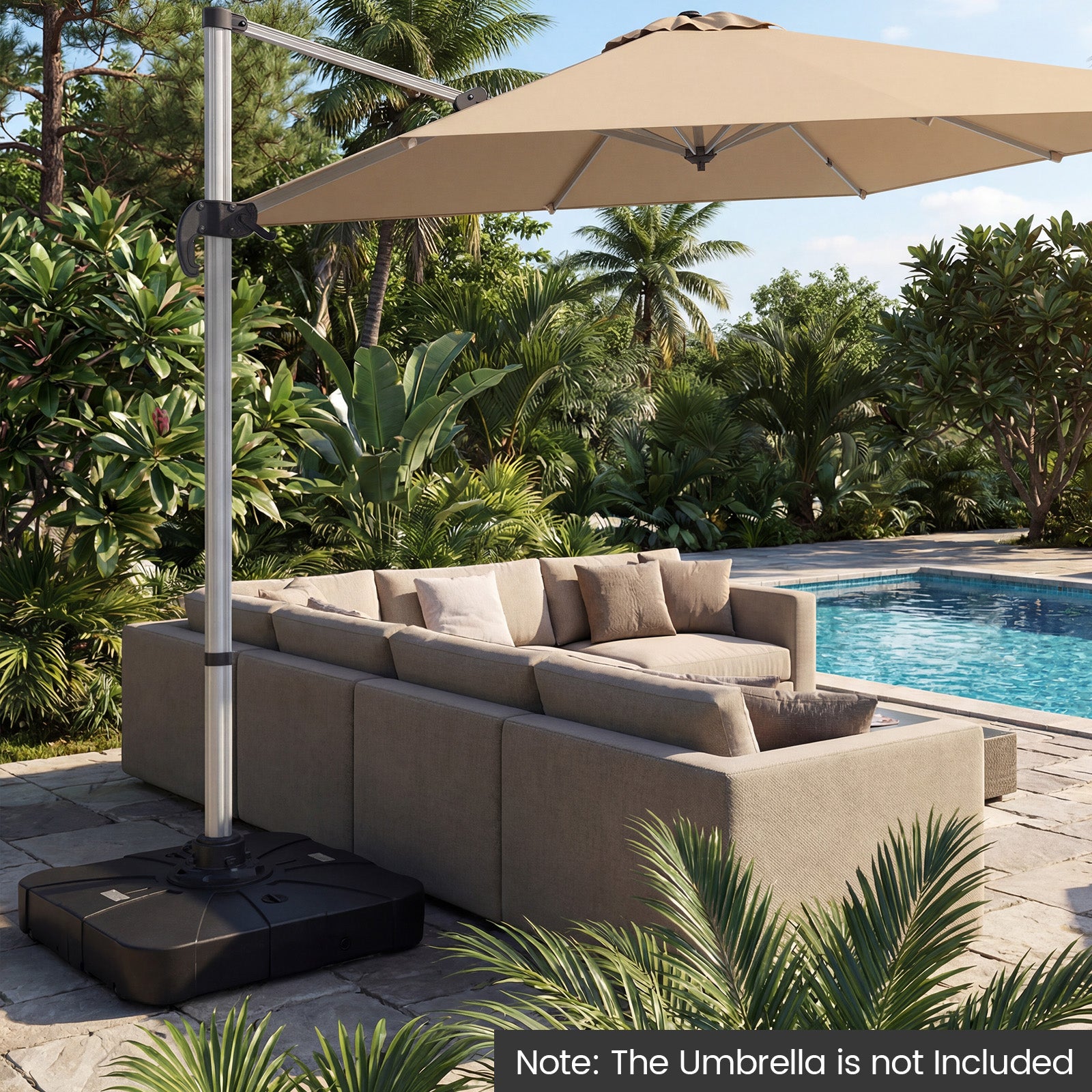 Outdoor Cantilever Umbrella Base Square Water and Sand Fillable Base-34 Inches