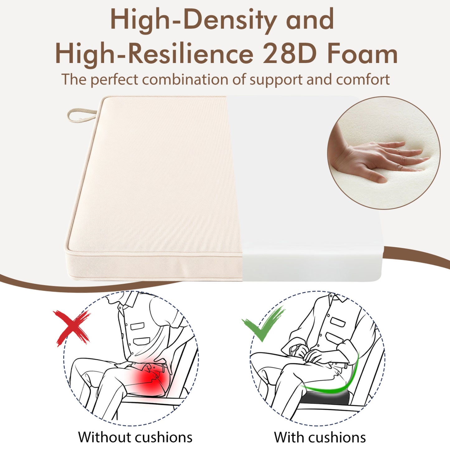 Outdoor Chair Cushions Set of 4 - Waterproof Olefin 20x20