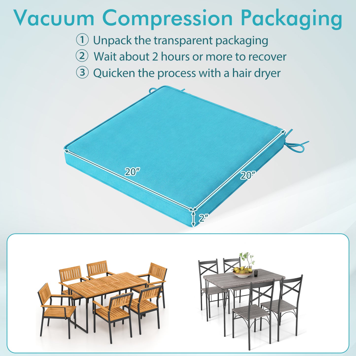 Outdoor Chair Cushions Set of 4 - Waterproof Olefin 20x20