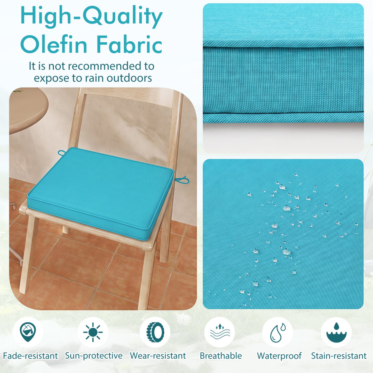 Outdoor Chair Cushions Set of 4 - Waterproof Olefin 20x20