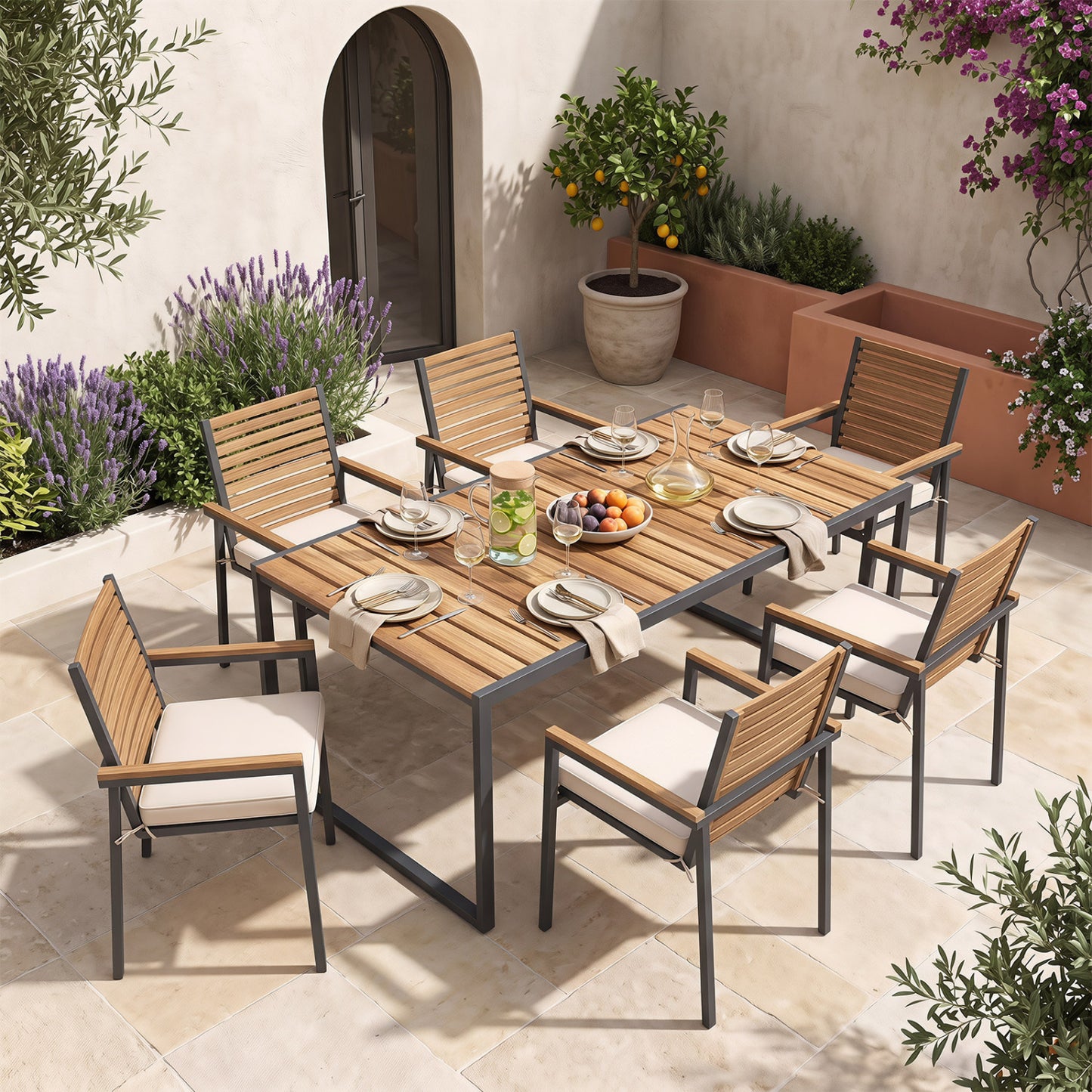 Outdoor Chair Cushions Set of 6 Waterproof Olefin 20x20 Inch