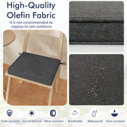 Outdoor Chair Cushion Set of 2 Waterproof Fade-Resistant Olefin Seat Cushions-Gray