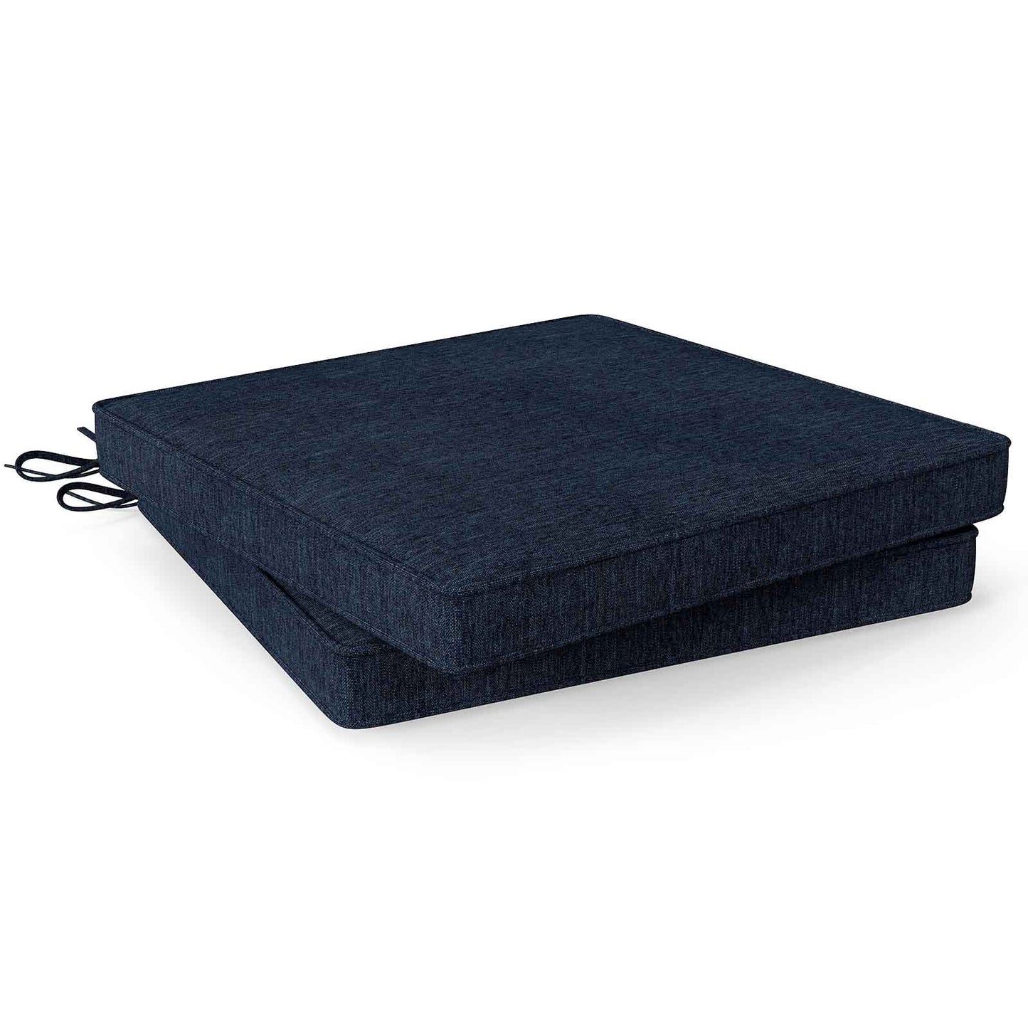 Outdoor Chair Cushion Set of 2 Waterproof Fade-Resistant Olefin Seat Cushions-Black - Navy