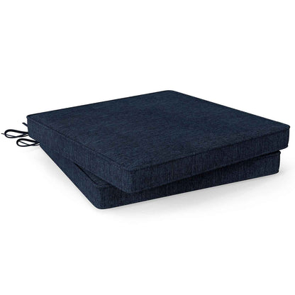 Outdoor Chair Cushion Set of 2 Waterproof Fade-Resistant Olefin Seat Cushions-Black - Navy