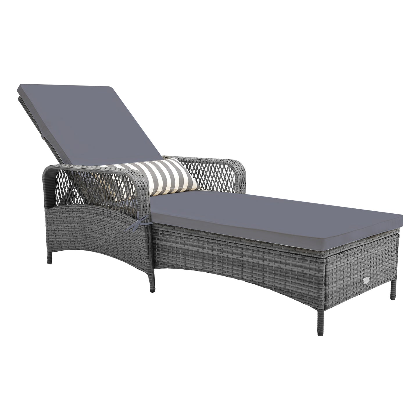 Outdoor Chaise Lounge Chair Patio Recliner with 6-level Backrest-Gray - Gray