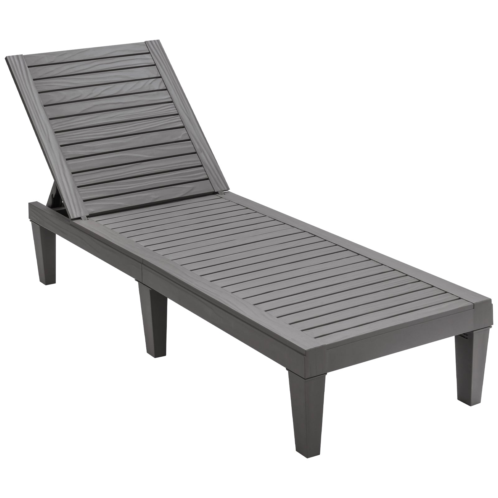 Outdoor Recliner Chair with 5-Position Adjustable Backrest-Brown - Grey