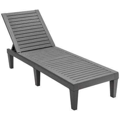 Outdoor Recliner Chair with 5-Position Adjustable Backrest-Brown - Grey