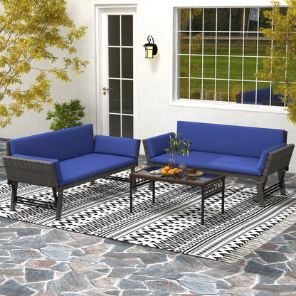 Outdoor Convertible Sofa Daybed with Adjustable Armrests for Balcony