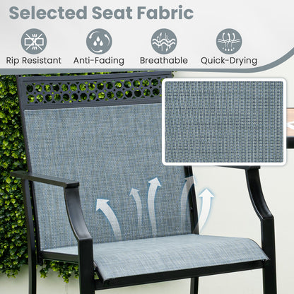 Outdoor Counter Stools Set of 2 Heavy-Duty Barstools with Footrest and Armrests