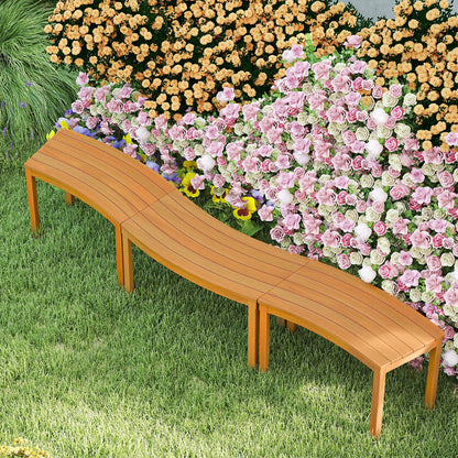 Outdoor Curved Acacia Wood Bench Set of 2/3/4 for Front Porch-3
