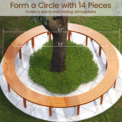 Outdoor Curved Acacia Wood Bench Set of 2/3/4 for Front Porch-4