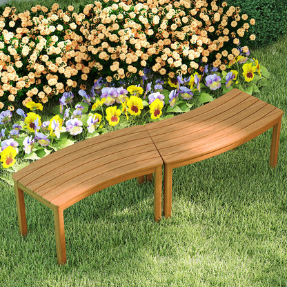 Outdoor Curved Acacia Wood Bench Set of 2/3/4 for Front Porch-2