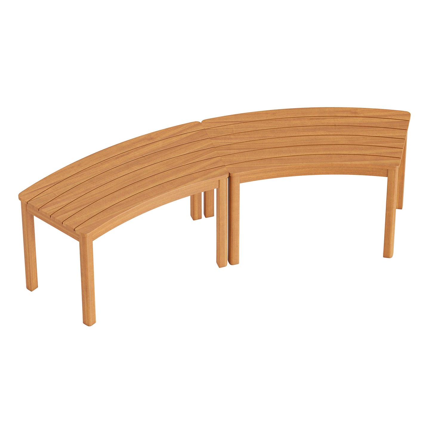 Outdoor Curved Acacia Wood Bench Set of 2/3/4 for Front Porch-2