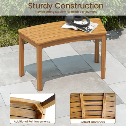 Outdoor Curved Acacia Wood Bench Set of 2/3/4 for Front Porch-2