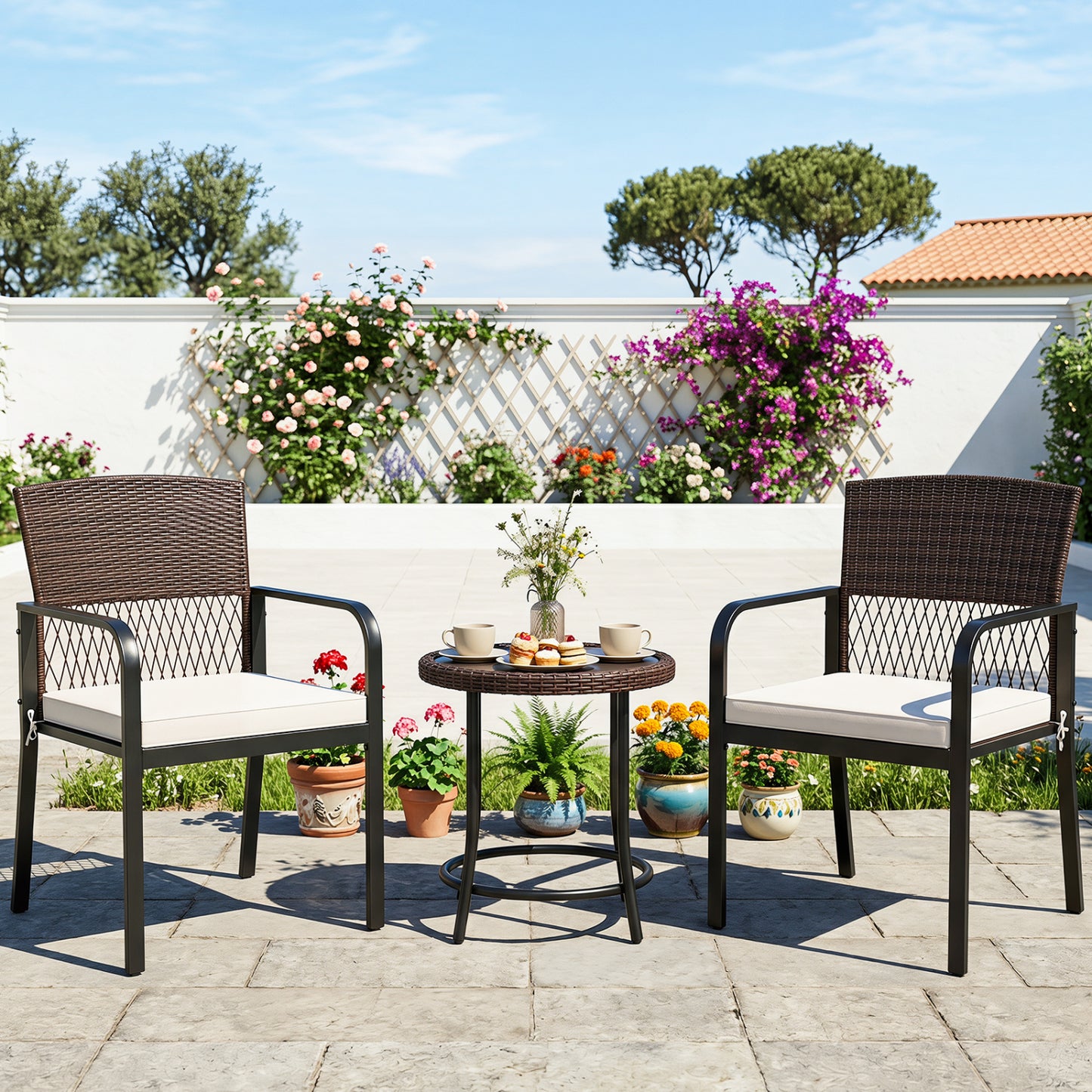 Patio Dining Chairs Set of 4 with Padded Cushions