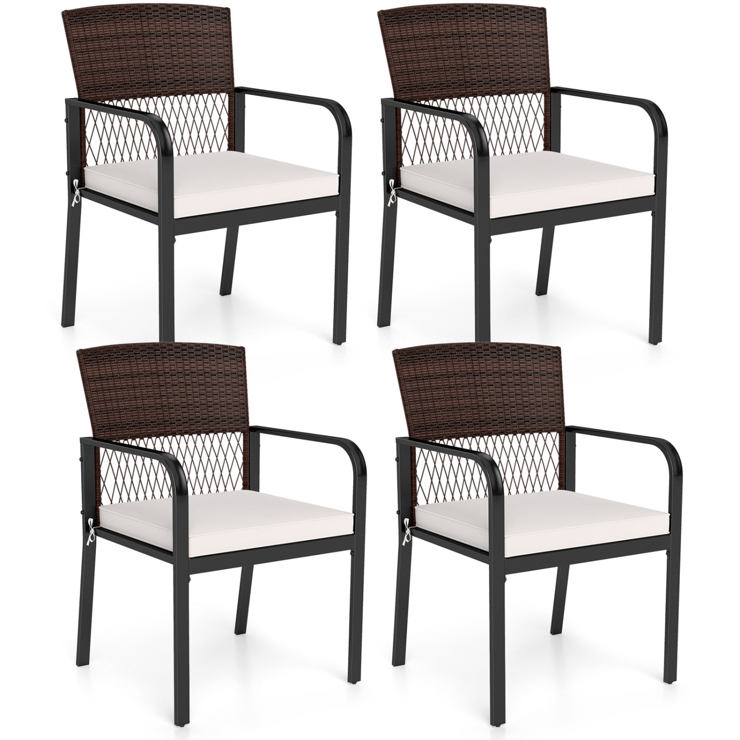 Patio Dining Chairs Set of 4 with Padded Cushions