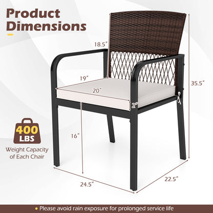 Patio Dining Chairs Set of 4 with Padded Cushions