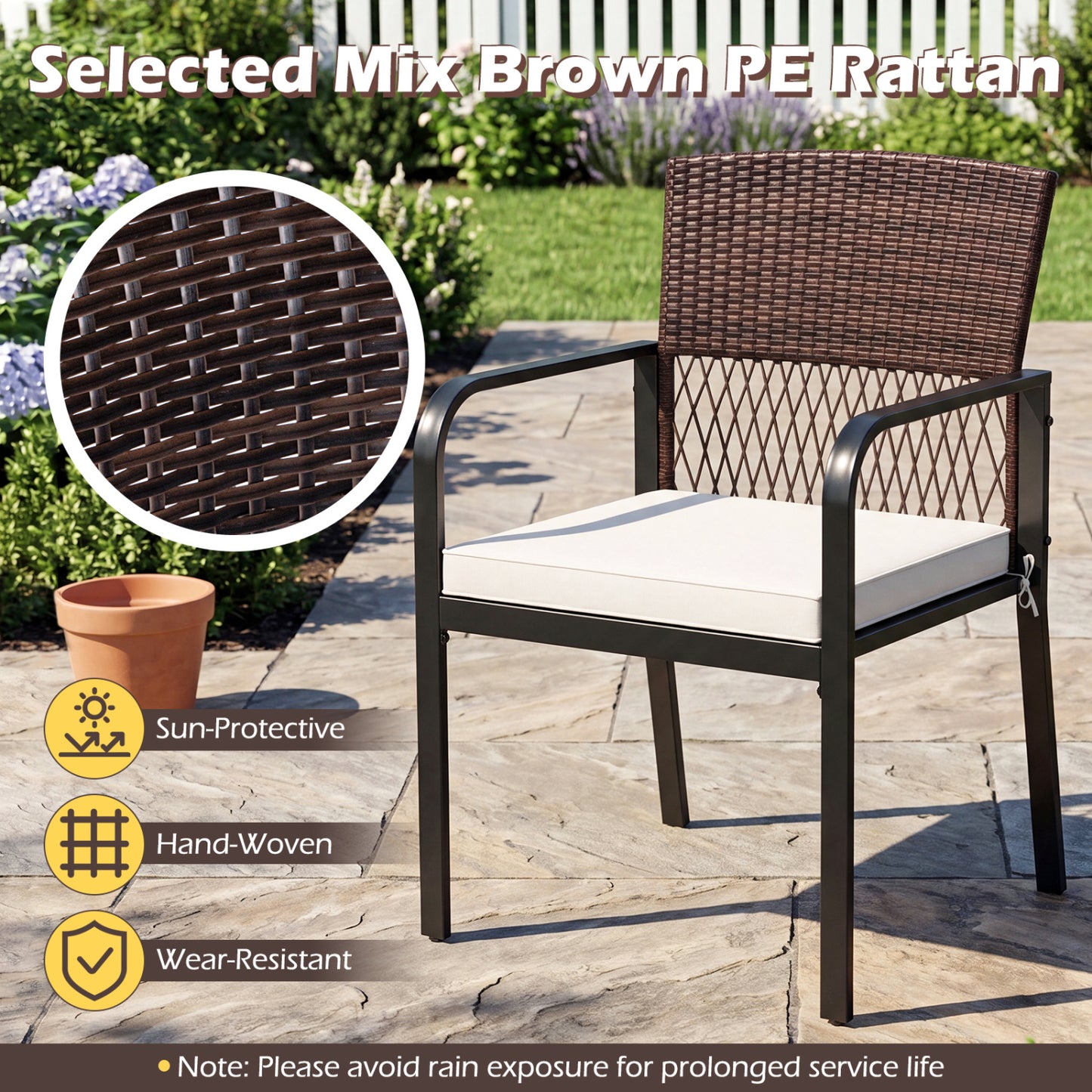 Patio Dining Chairs Set of 4 with Padded Cushions