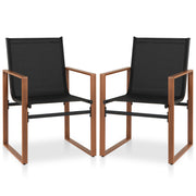 Outdoor Dining Chairs with Breathable Seat and Backrest Set of 2-Black