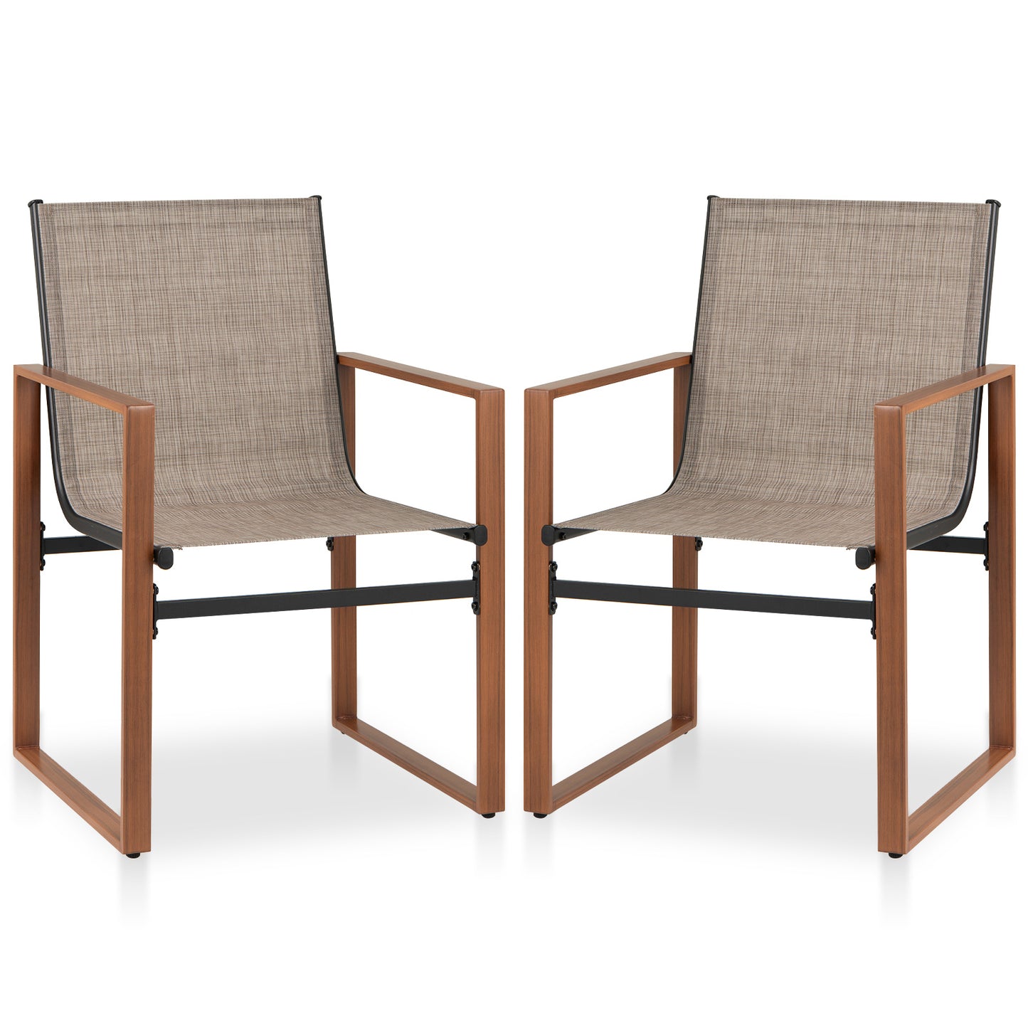Outdoor Dining Chairs with Breathable Seat and Backrest Set of 2