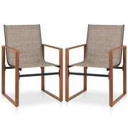 Outdoor Dining Chairs with Breathable Seat and Backrest Set of 2-Brown