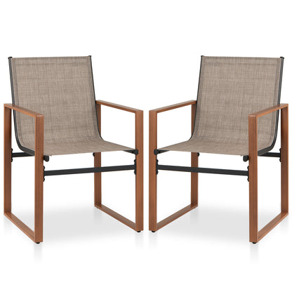 Outdoor Dining Chairs with Breathable Seat and Backrest Set of 2